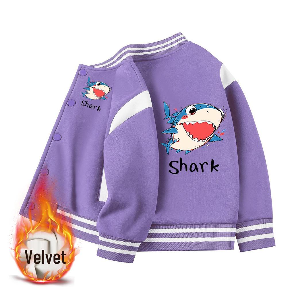 Boys' Stylish 2026 Jacket: Spring/Autumn Fleece-Lined Baseball Coat for Kids