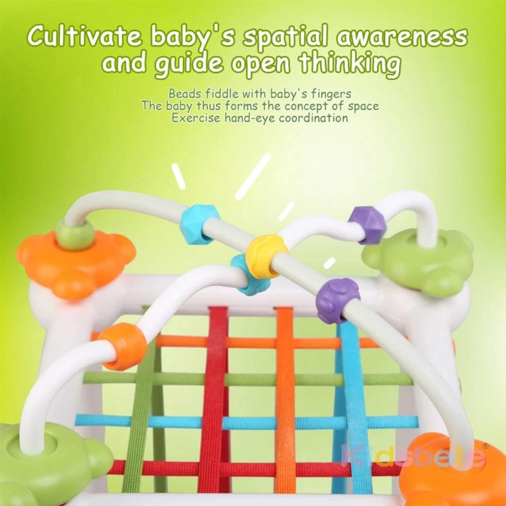 Interactive Baby Shape Sorting Toy Montessori Sensory Cube with Soft Blocks for Toddler Fine Motor Skill & Cognitive Development