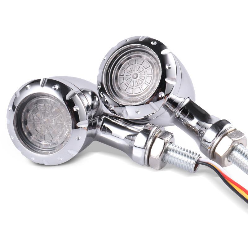 Retro Bullet LED Turn Signal Light Brake Lamp for Motorcycle Black Chrome Running Blink Light for Harley Chopper Cruiser Bobber