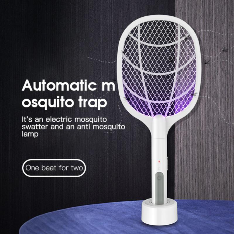Electric Mosquito Killer USB Rechargeable Intelligent Fly Swatter Mosquito Trapper 2 In 1 Summer Fly Swatter Trap Flies Insect Killer Pest Control