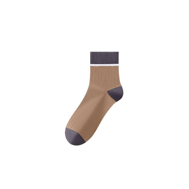 Men's Autumn and Winter Color-matched Mid-calf Socks, Casual Long Socks, Breathable, Anti-slip and Sweat-absorbing Cotton Socks