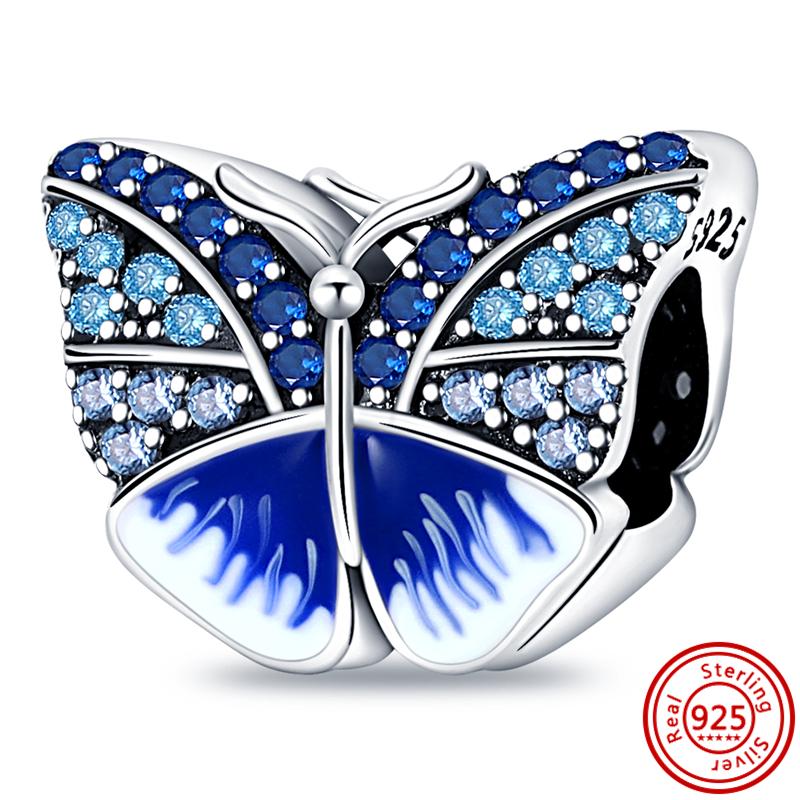 925 copper Bee Caterpillar Butterfly Dragonfly Ladybug Four Leaf Clover Lucky Charm Beads Fit Pantaro Bracelet Fine Zircon Gift