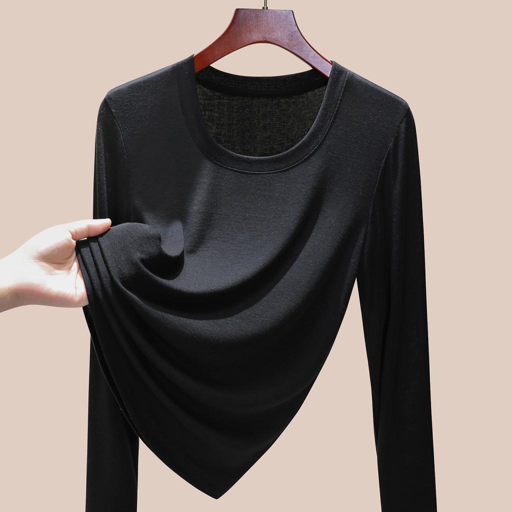 Sports Long-sleeved Women's High-elastic Slim-fitting and Thin Tencel Wool Bottoming Shirt, New In Early Autumn