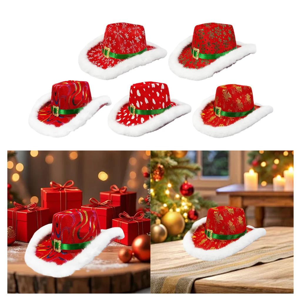 Christmas Cowboy Hat Funny Decorative Unisex Holiday Cap for Stage Performance
