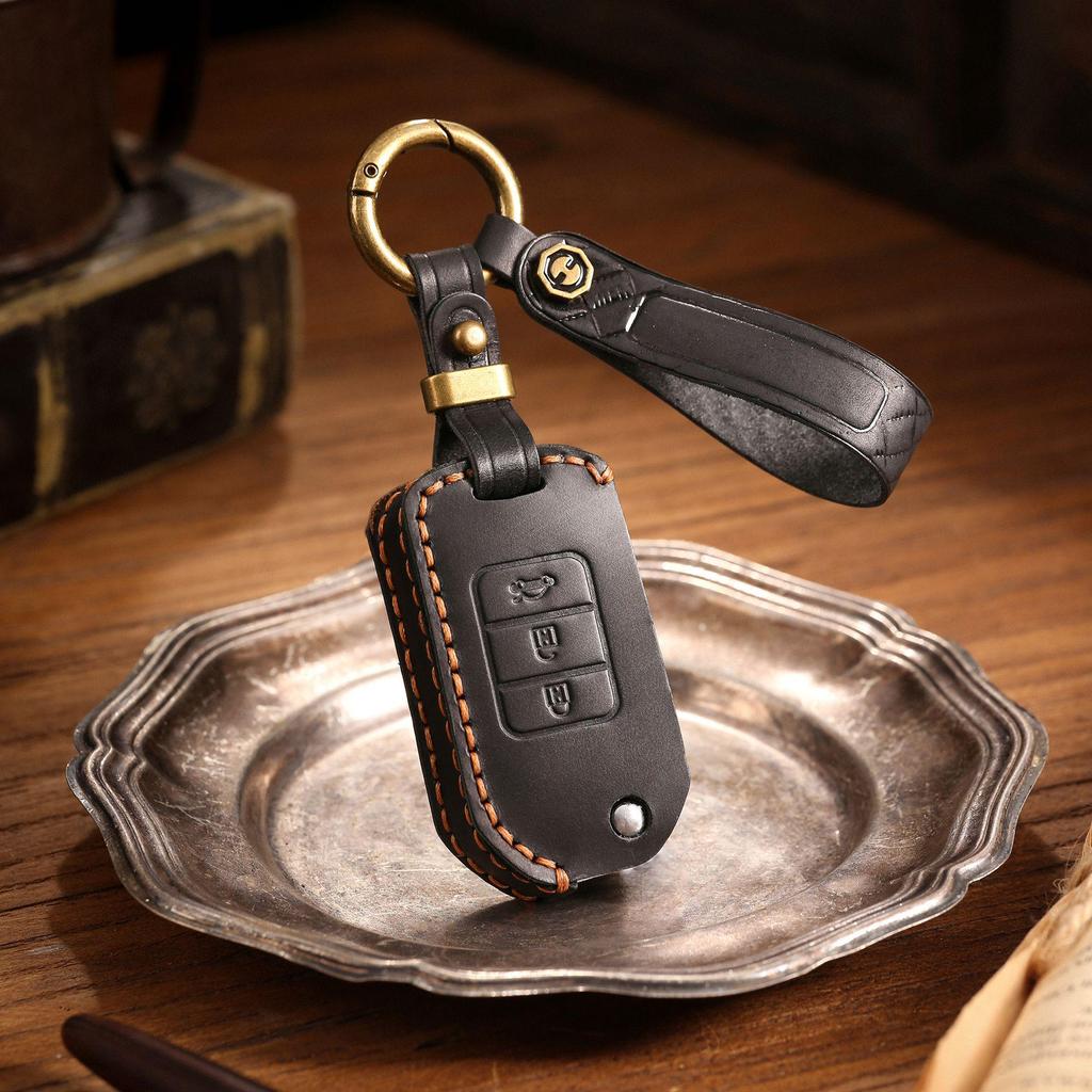 Honda Folding Key Protective Leather Cover - Handcrafted