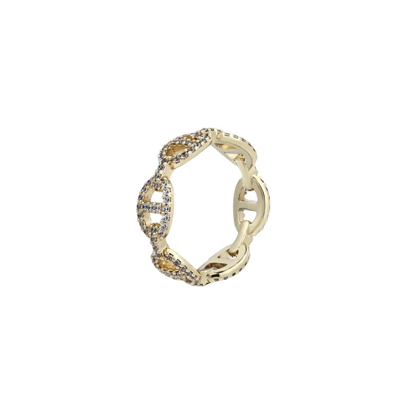 APM Monaco Hollow Letter, Synthetic Cubic Zirconia Ring, Same Style for Men and Women, Couple Model, Golden Yellow Golden 5