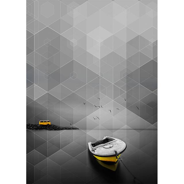 Modern Fashion Prints Black Yellow Landscape Posters On The Wall City View Pictures for Home Design Nordic Wall Decor No Frame