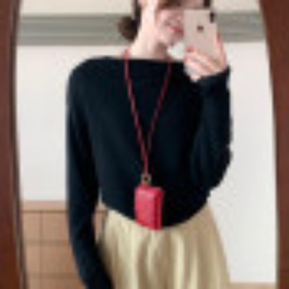 Nový podzimní módní a všestranný pletený svetr s dlouhým rukávem přes jedno rameno pro ženy, volný a zeštíhlující svetr top