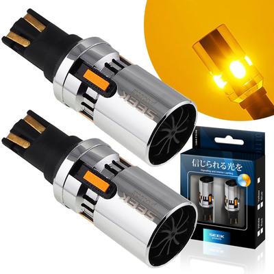 SEEK Products CSP1860 T16 LED Turn Signal, MVT Plated Body, Stealth Fan, Built-in Resistor, Amber/Yellow Wedge Ball