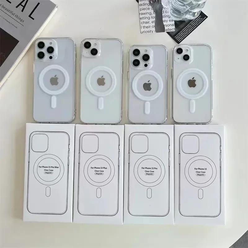 For Magsafe Magnetic Wireless Charging Phone Case For iPhone 16 15 14 13 12 11 ProMax mini X XR XS 7 8Plus Clear Cover