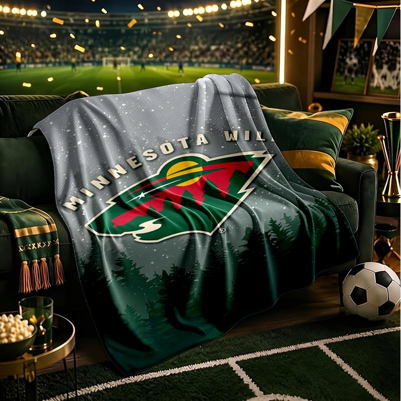 Minnesota-Wild Hockey Team Throws Blanket Flannel Blankets Plush for Couch Bed Gifts for Men Women Travel picnic blanket Christmas fan gifts