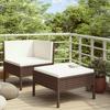 vidaXL 2-part. Garden Lounge Set with Cushions Poly Rattan Brown