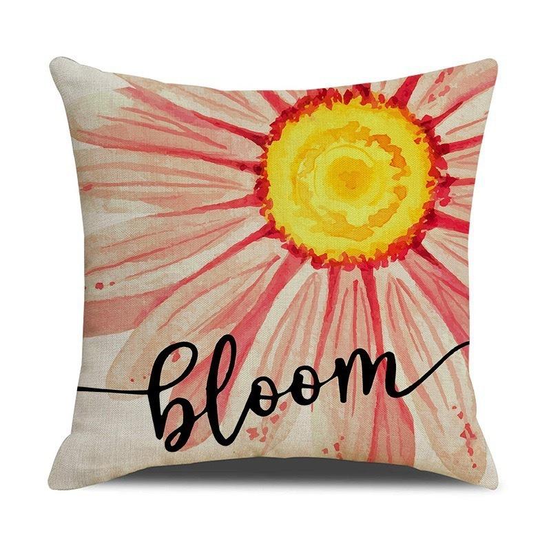 Oil Painting Sunflower Cushion Cover 2D Peach Skin Pillow Case Butterfly Blue Sky Decorative Throw Pillows For Sofa Living Room