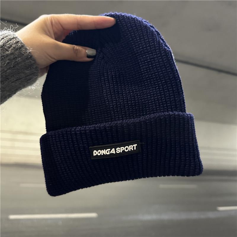 

Hat Men s Winter Fashion Alphabet Wool Hat Ear Protector Solid Color Warm and Cold Knitted Cold Hat Women average size темно-синього кольору