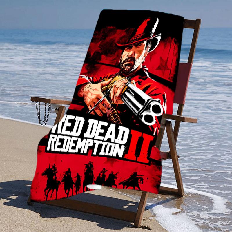 proof beach towel with a Red Dead Redemption1 pattern - soft,absorbent,quick-drying,machine washable - perfect for swimming,camping,bathing
