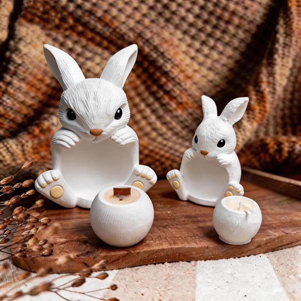 Rabbit Candle Holder Silicone Mold Detachable Decorative Bowl Soy Wax Handmade Decoration Tool Candle Mold