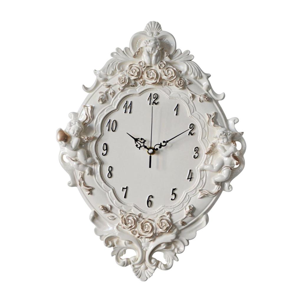 Contemporary European Wall Clock with Exquisite Resin Angel Sculptures for Home Décor