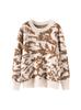 2025 Luxury Cashmere Ink Painting Women's Wool Pullover: Round Neck, Long Sleeve, Loose Fit for Autumn/Winter