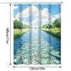 Modern Cartoon Money River Bath Curtain - Vibrant Blue Water with Dollar Bills,  Machine Washable, All-Season Bathroom Decor