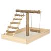 Wood Bird Perch Stand Natural Parrot Playing Standing Rack Bird Training with Large Base