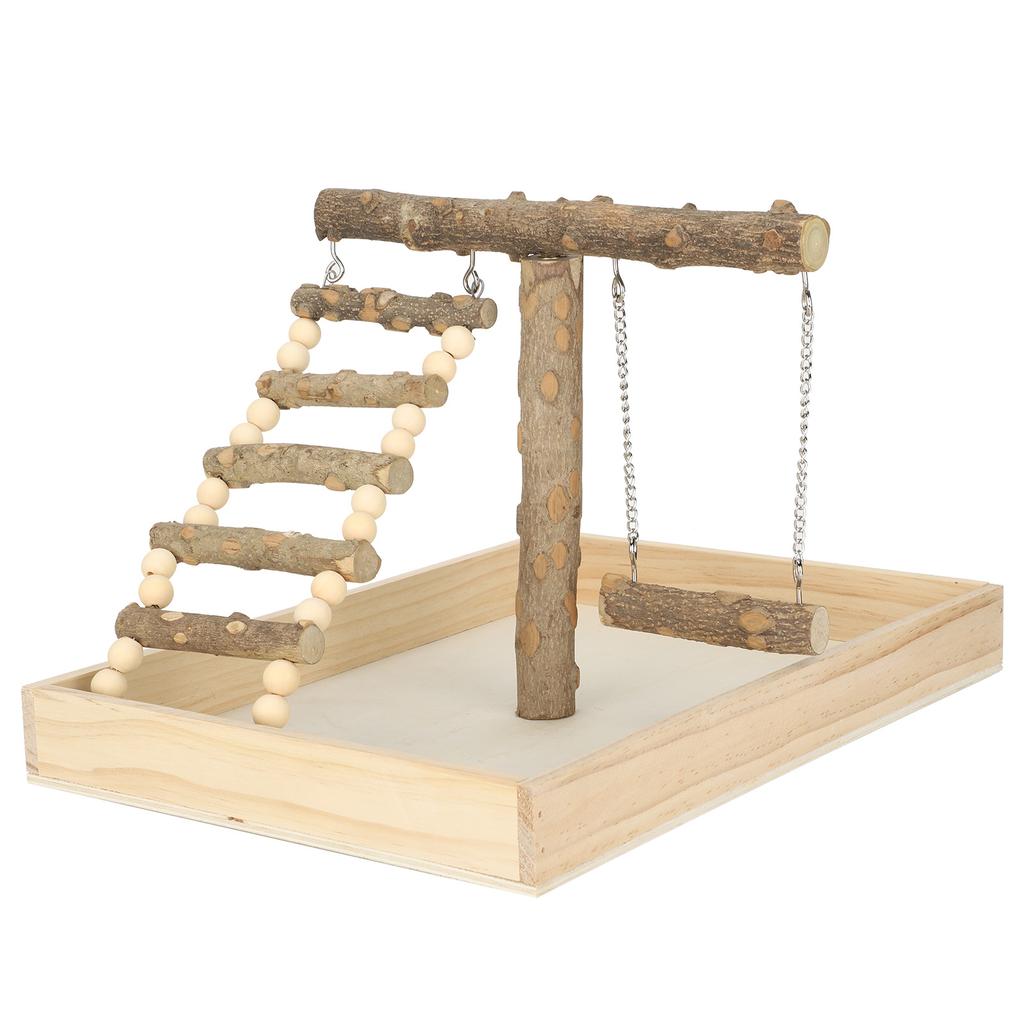 Wood Bird Perch Stand Natural Parrot Playing Standing Rack Bird Training with Large Base