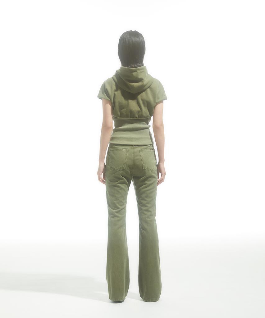 DRAE Raw-Edge Flared Jeans_Khaki