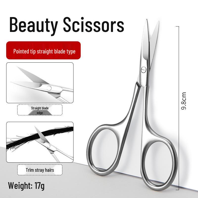 Beauty Scissors Set: Curved Eyebrow, False Eyelash, Nose Hair Trimming & Tattooing Scissors with Pointed Tips for Makeup Artists.