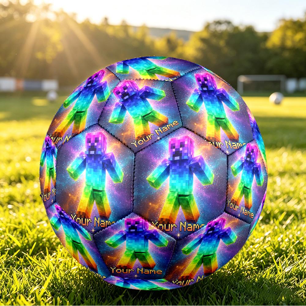 Custom Name Text Size 5 Football,Minecraft Standard Training Soccer Ball