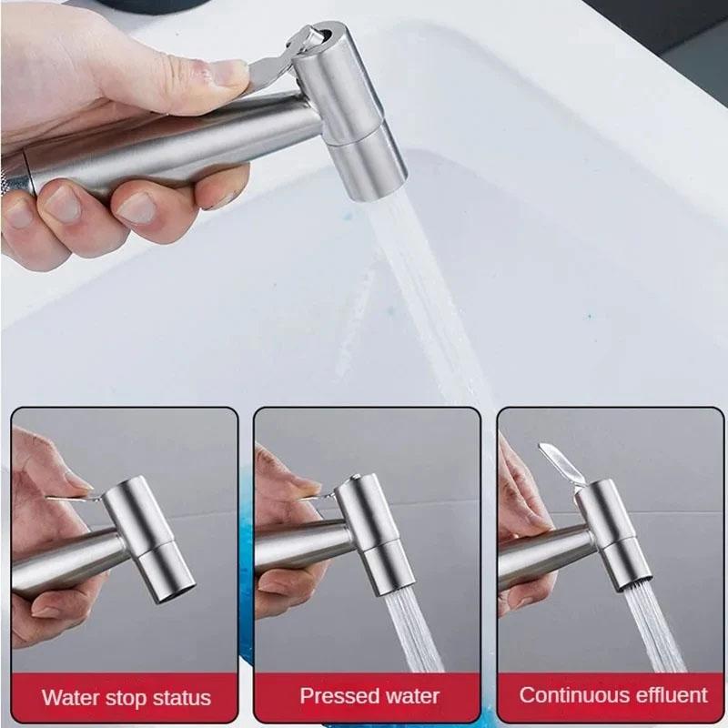 Portable Bidet Toilet Sprayer Stainless Steel Hand Held Spray Toilet Shower Wc Dual Control Angle Valve Bathroom Accessories
