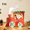 Christmas Party Supplies Wooden Cart Tabletop Decorations, Xmas Figurine Ornament with Snowman Winter Theme Decorations Elk Penguin, Festive