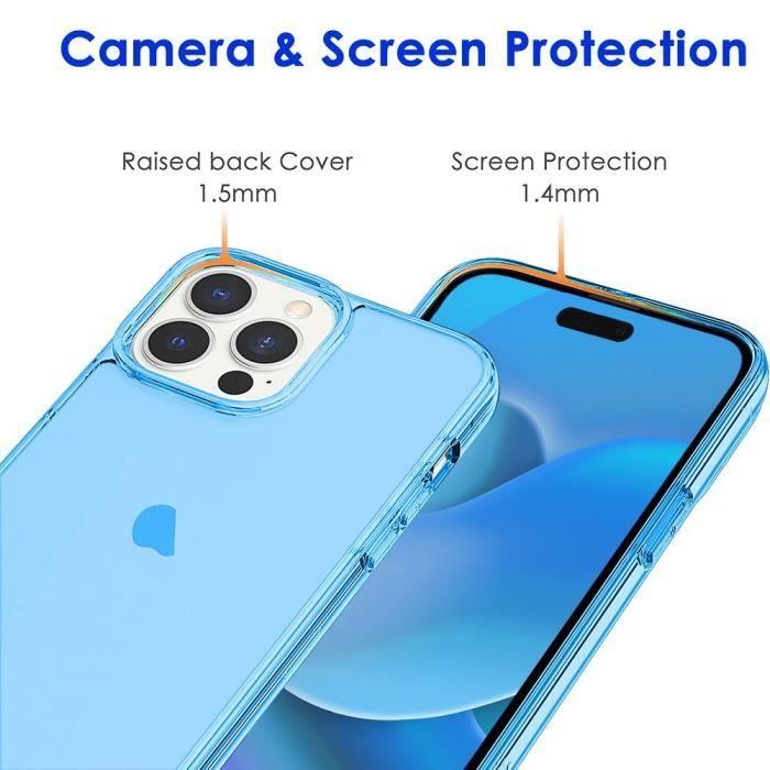 Coque - BOOLING - pour iPhone 14 Pro - Silicone Bleu - Souple - Protection Optimale - 2 Verres Trempés