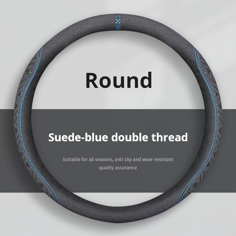 The all-season universal suede and Napa leather steering wheel cover is ultra-thin, breathable, anti-slip, sweat-absorbing and w