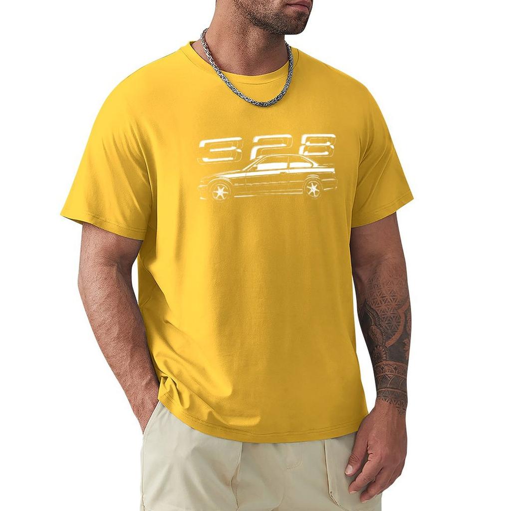 E36 328I White And Black In Flat Design T-Shirt Tees Sports Fans Graphics Tops Graphic Tees For Men