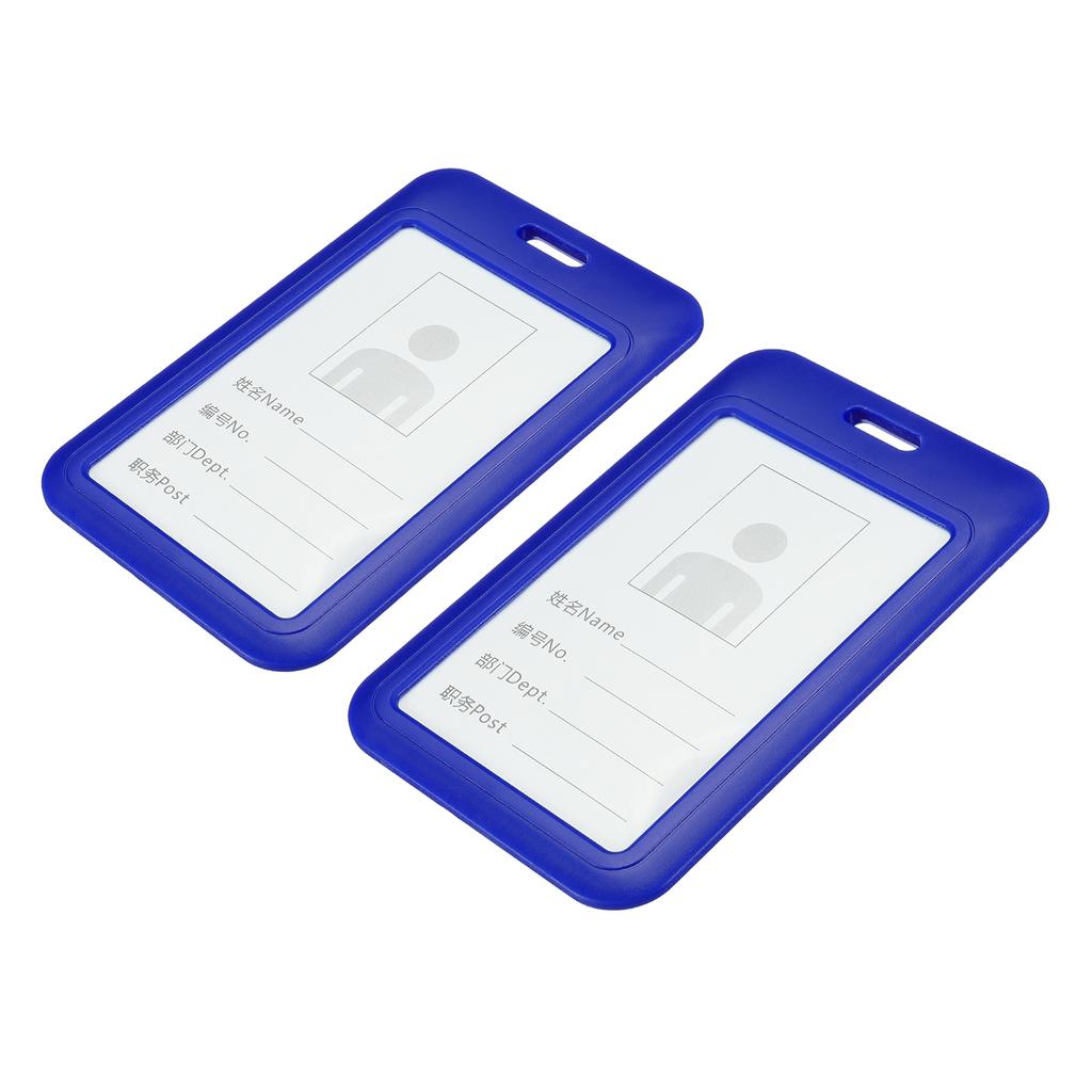 2Pcs ID Badge Holder 4.3x2.8 Inch Vertical Name Tags ABS Plastic Slide Cover Waterproof Work Card Holder In Offices Exhibitions