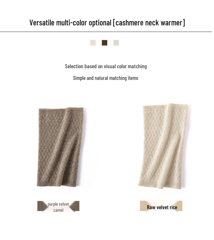 Pure Cashmere Women's Thick Knit Neck Warmer - Autumn/Winter False Collar Scarf