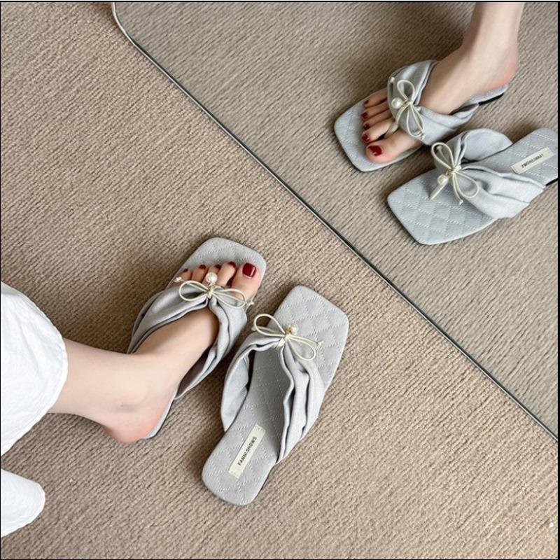 Fashion Bow Women Slippers Flats Clip Toe Sandals Casual  Shoes 2025 Summer Fashion Slides Print Trend Flip Flops Mujer Sandalias