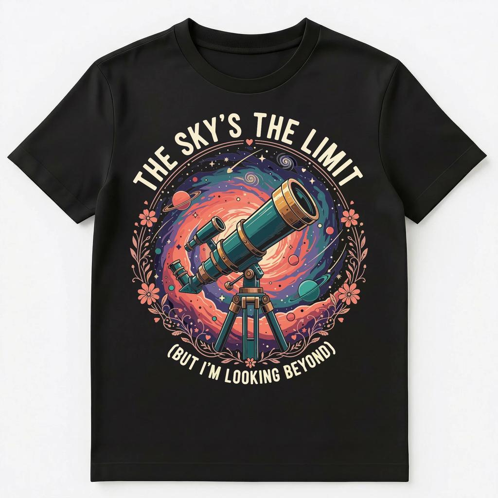 Skys Limit Telescope Motivation Design Unisex T-Shirt