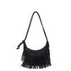 2025 Autumn Fashion Classic Style Faux Suede Tassel Shoulder Bags Solid Zipper Popularity Personality Crossbody Bags for Women