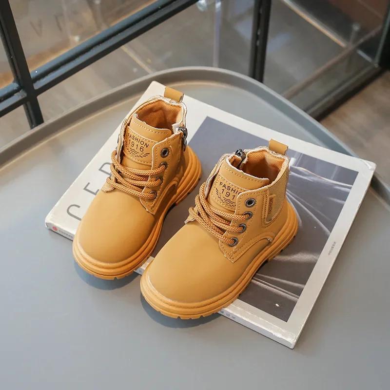 Kids Ankle Boots British Style Classic Boys Girls Short Boots with Side Zipper 2024 New Children Chelsea Boots Fashion Handsome