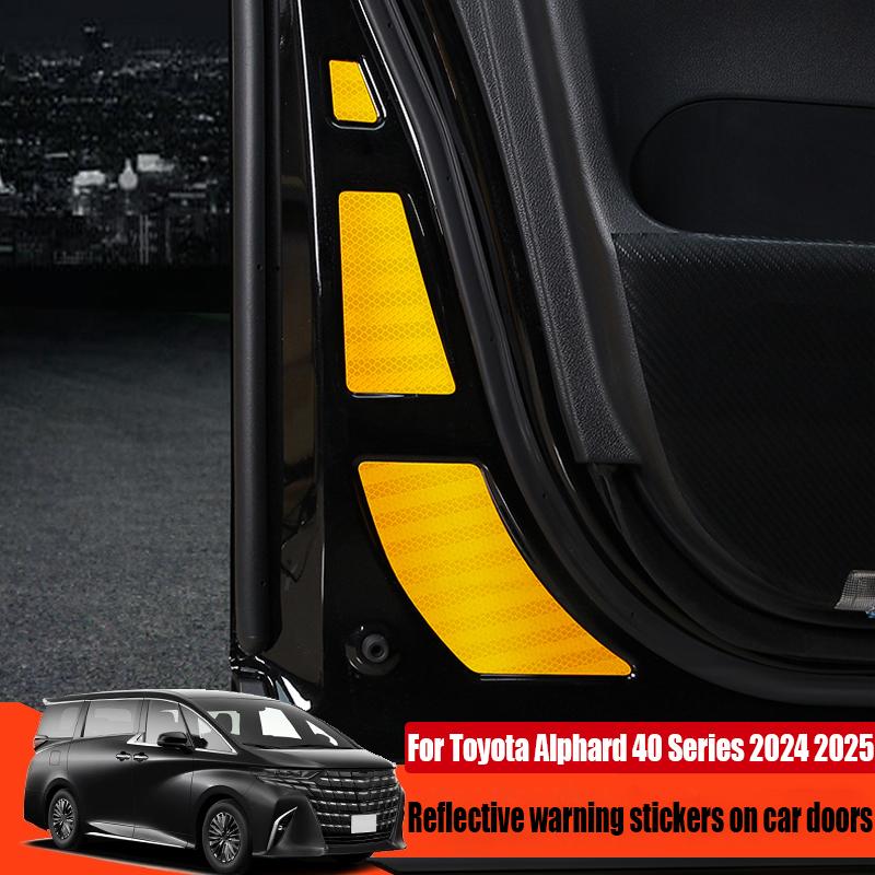 For Toyota Alphard 40 Series 2024 2025 modified car door warning stickers reflective car interior decoration accessories