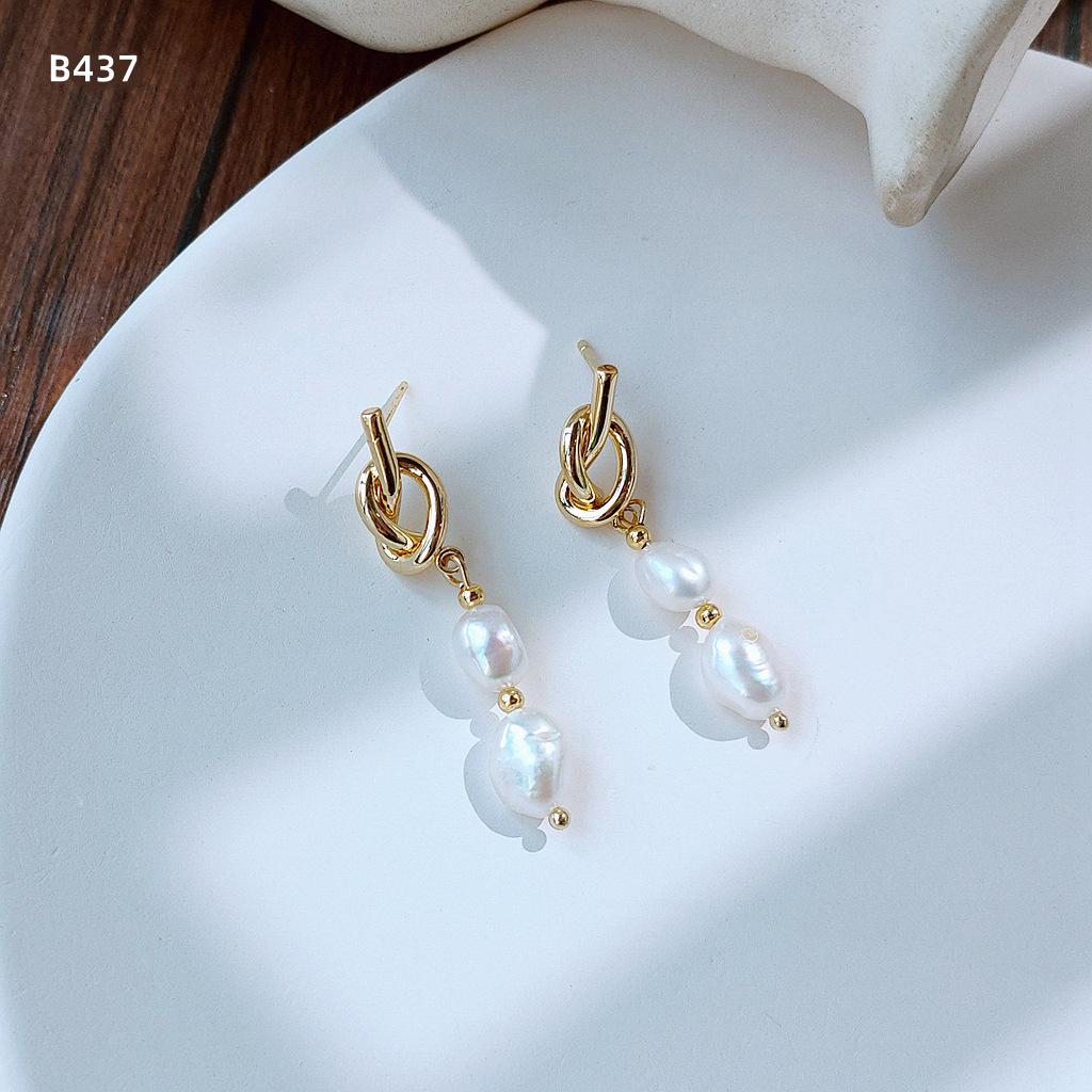 Natural Baroque Freshwater Pearl 14K Gold Filled Trendy Water Drop Design Lady Tassel Stud Earrings Bridal  Sets