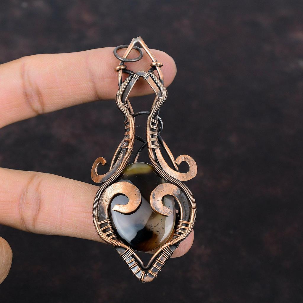 Montana Agate Pendant Copper Wire Wrapped Pendant Handmade Jewelry Stylish Pendant Gemstone Pendant Copper Wire Wrap Jewelry Gift For Women
