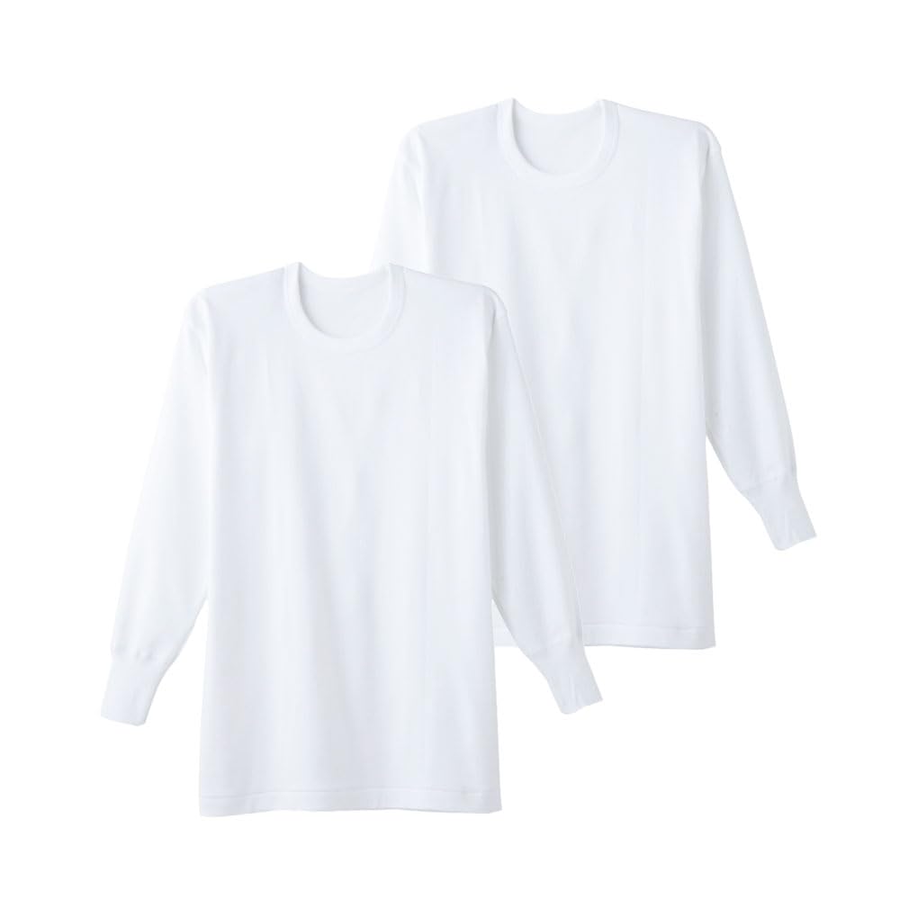 Gunze RP2808A Inner Far Infrared Long Round Set of White Men's Shirts, Treatment, Quick-Drying, Smooth, Sleeve, Neck, 2,