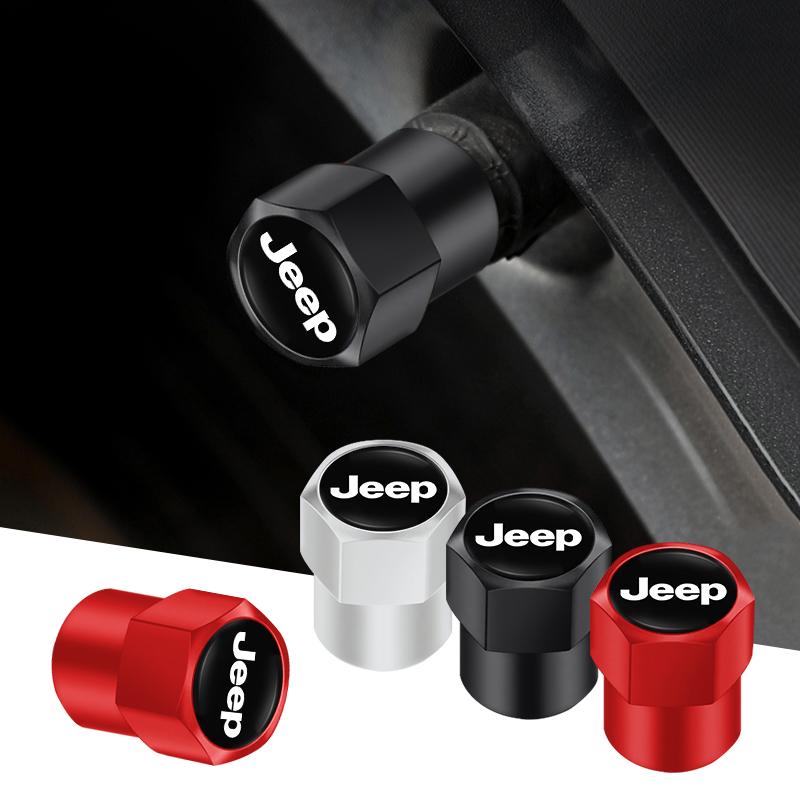 4 Pack 3D Metal Car Tire Wheel Valve Cap Air Valve Cover for Jeep JPB Renegade Wrangler jk Compass Grand Cherokee Gladiator AJQ1