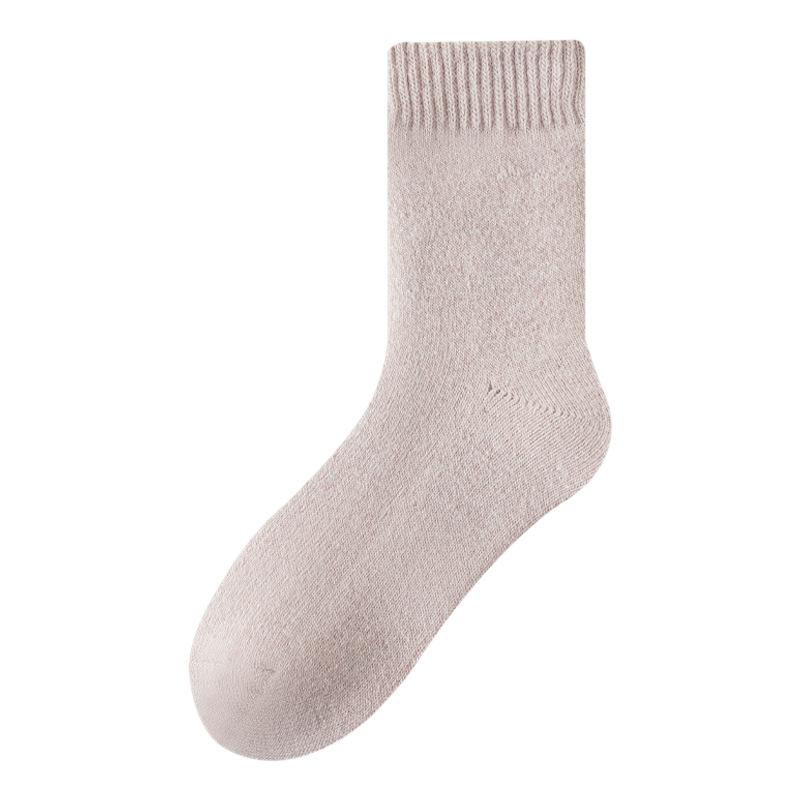 Women's Winter Thickened Fleece Wool Socks for Women, Mid-calf Socks for Warmth, Solid Color Simple Fleece Women's Socks for Autumn and Winter