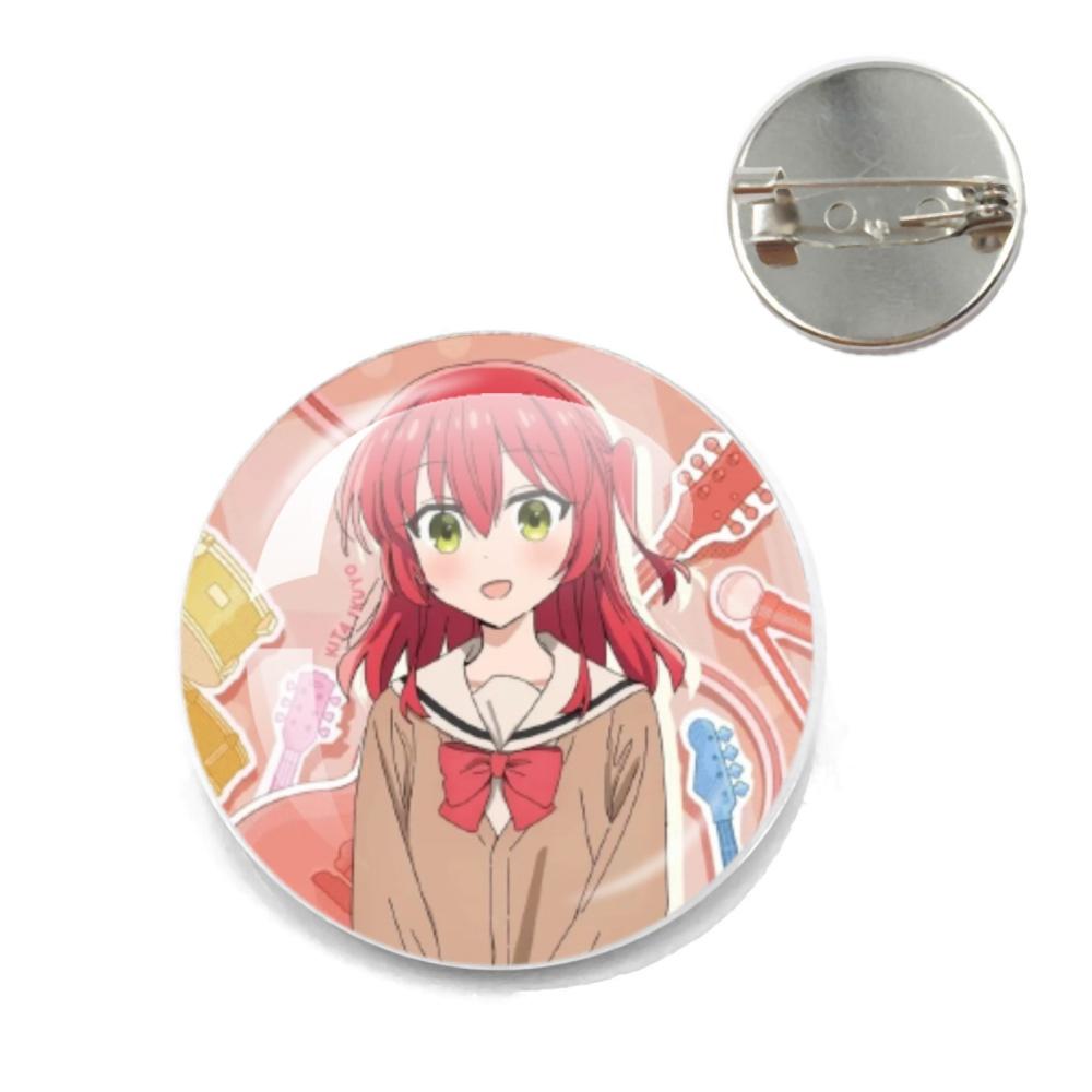BOCCHI THE ROCK Pin Round Cartoon 20MM/25MM Metal Brooches Handmade Pins For Backpack Jewelry Accessories Gifts Creative Badge
