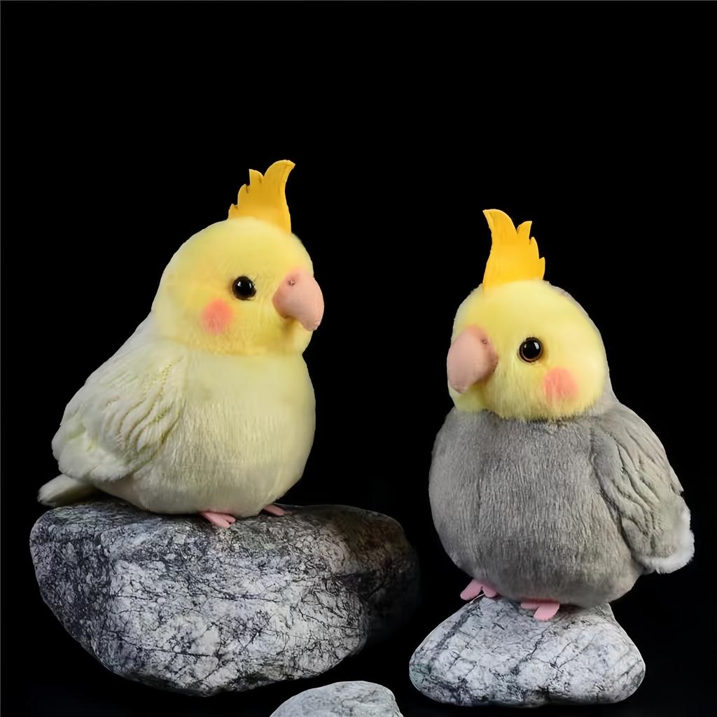 Lifelike Yellow Cockatiel Plush Toy 5.9 Inch Soft Parrot Keychain Pendant, Cute Bird Bag Pendant Gift Decoration