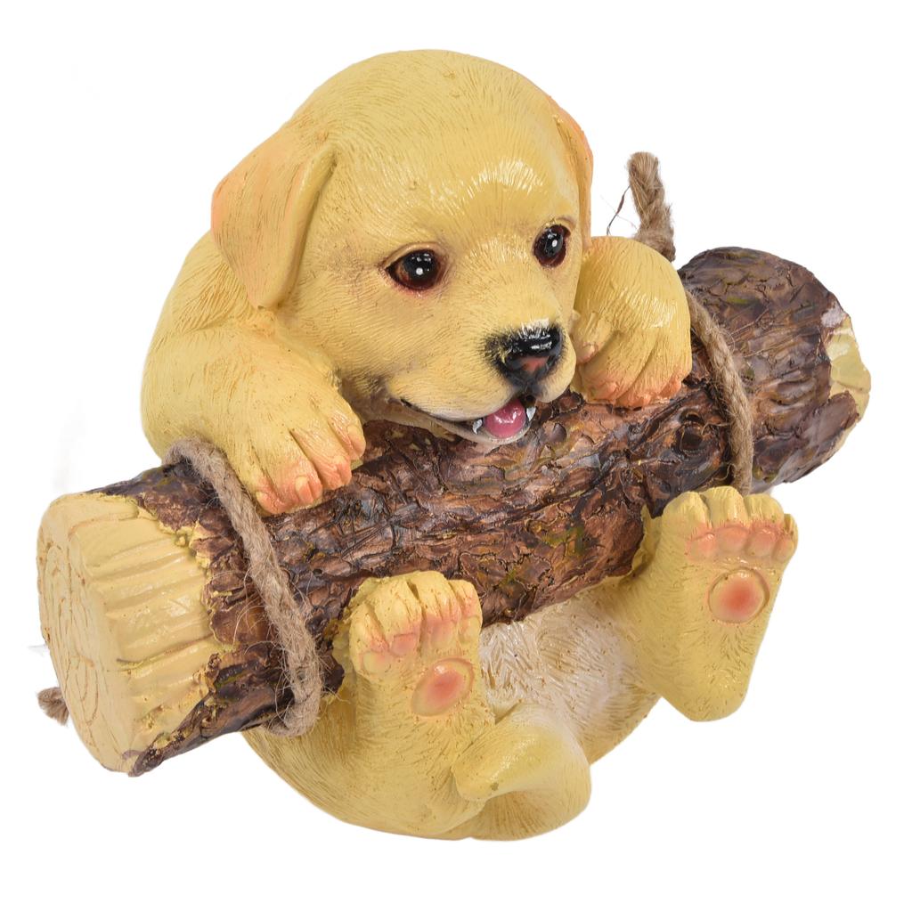 Harz Schwingender Welpenhund Statue Simulation Tiermodell Figur Skulptur Handwerk Outdoor Garten