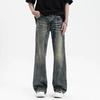 American high street retro washed vibe jeans men's and women's tide straight tube slightly stretched thin cleanfit trousers