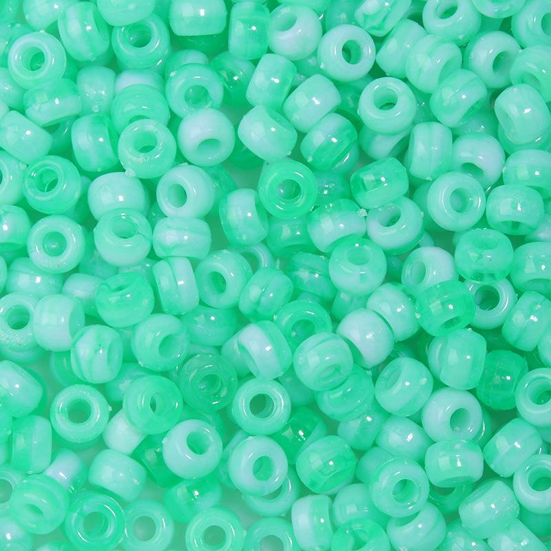 "100 Pcs Large Hole Transparent Frosted Barrel Beads - Colored Onion Powder Plastic Pony Beads for Dreadlocks and Wigs"